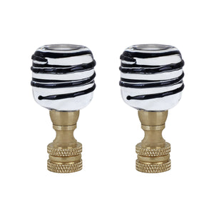 # 24025-12, Clear with Black Line Glass Lamp Finial in Copper, 2" Tall, 2 Pack