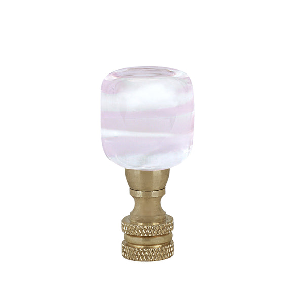# 24026-21, Clear with White Grain Glass Lamp Finial in Copper, 2