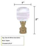 # 24026-21, Clear with White Grain Glass Lamp Finial in Copper, 2" Tall