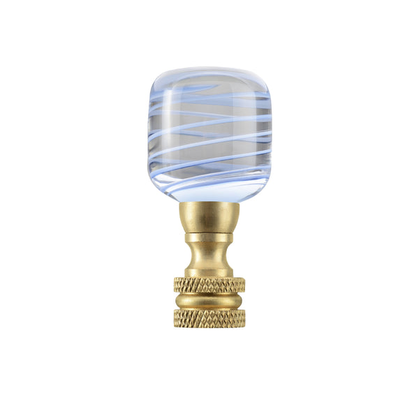 # 24026-31, Clear with Blue Grain Glass Lamp Finial in Copper, 2