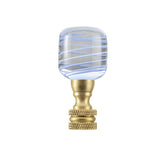 # 24026-31, Clear with Blue Grain Glass Lamp Finial in Copper, 2" Tall