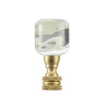 # 24026-41, Clear with Green Grain Glass Lamp Finial in Copper, 2" Tall