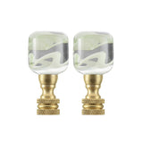 # 24026-42, Clear with Green Grain Glass Lamp Finial in Copper, 2" Tall, 2 Pack