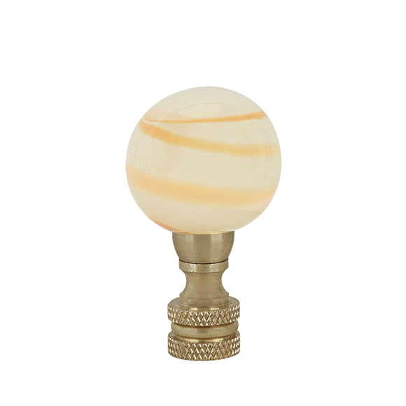# 24027-11, Milky with Tangerine Grain Glass Lamp Finial in Copper, 2