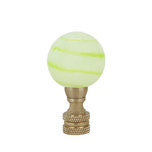 # 24027-21, Light Green with Green Grain Glass Lamp Finial in Copper, 2" Tall