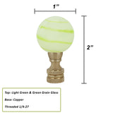 # 24027-21, Light Green with Green Grain Glass Lamp Finial in Copper, 2" Tall