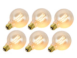 # 10002  G30 Vintage Edison Filament Light Bulb, 60 Watt, E26 Medium Base, 6 Pack