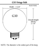 # 10002  G30 Vintage Edison Filament Light Bulb, 60 Watt, E26 Medium Base, 6 Pack