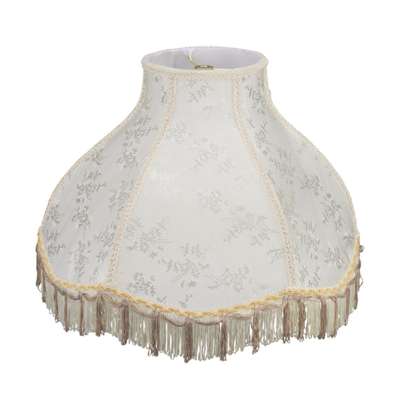 # 30043 Transitional Scallop Bell Shape Spider Construction Lamp Shade in Beige Textured Fabric, 17