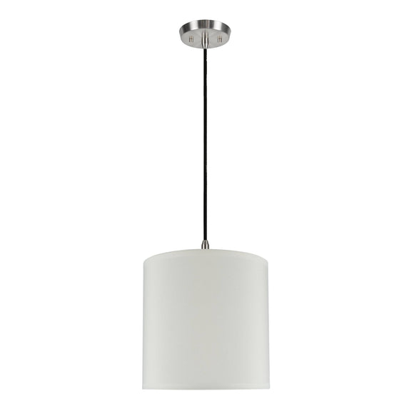 # 71003  One-Light Hanging Pendant Ceiling Light with Transitional Hardback Drum Fabric Lamp Shade, Butter Creme, 8