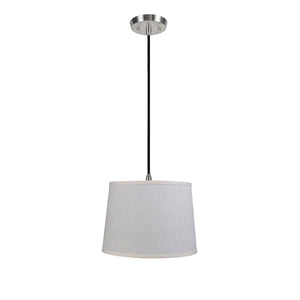 # 72052  One-Light Hanging Pendant Ceiling Light with Transitional Hardback Fabric Lamp Shade, Off White Linen, 14" W