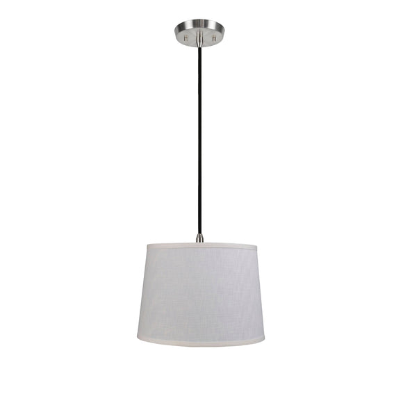 # 72052  One-Light Hanging Pendant Ceiling Light with Transitional Hardback Fabric Lamp Shade, Off White Linen, 14