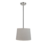 # 72053  One-Light Hanging Pendant Ceiling Light with Transitional Hardback Fabric Lamp Shade, in a Beige Linen, 14" W