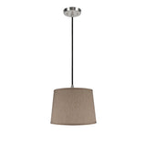 # 72142 One-Light Hanging Pendant Ceiling Light with Transitional Hardback Fabric Lamp Shade, Yellowish Brown Gauze, 14" W