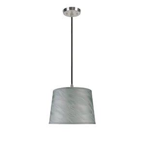 # 72143  One-Light Hanging Pendant Ceiling Light with Transitional Hardback Fabric Lamp Shade, Light Green, Textured, 14" W