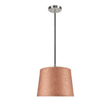# 72144 One-Light Hanging Pendant Ceiling Light with Transitional Hardback Fabric Lamp Shade, in Brown, Textured, 14" W