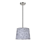 # 72148  One-Light Hanging Pendant Ceiling Light with Transitional Hardback Fabric Lamp Shade, Off-White Sateen, 14" W