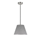# 72181  One-Light Hanging Pendant Ceiling Light with Transitional Hardback Fabric Lamp Shade, Grey Textured Fabric, 13" W