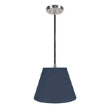 # 72182  One-Light Hanging Pendant Ceiling Light with Transitional Hardback Fabric Lamp Shade, Washed Blue Denim, 13" W