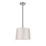 # 72221  One-Light Hanging Pendant Ceiling Light with Transitional Hardback Fabric Lamp Shade, in Skin Sateen Fabric, 12" W
