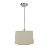 # 72231 One-Light Hanging Pendant Ceiling Light with Transitional Hardback Fabric Lamp Shade, in Sand Cambric, 14" W