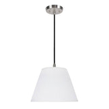 # 73011  One-Light Hanging Pendant Ceiling Light with Transitional Pleated Fabric Lamp Shade, White Tetoron Cotton Fabric, 13" W