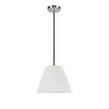 # 73026 One-Light Hanging Pendant Ceiling Light with Transitional Pleated Fabric Lamp Shade, Off-White Tetoron Cotton, 14" W