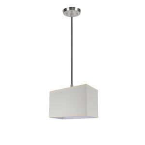 # 76002 One-Light Hanging Pendant Ceiling Light with Transitional Rectangular Hardback Fabric Lamp Shade, Off White Cotton, 8" W