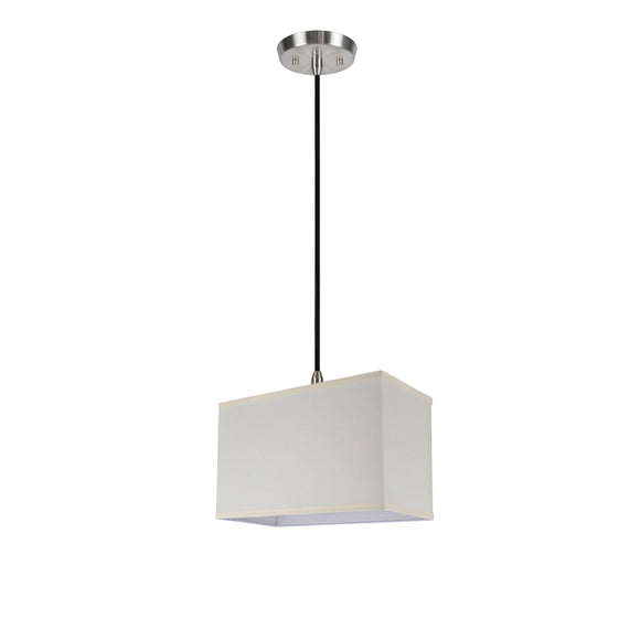 # 76002 One-Light Hanging Pendant Ceiling Light with Transitional Rectangular Hardback Fabric Lamp Shade, Off White Cotton, 8