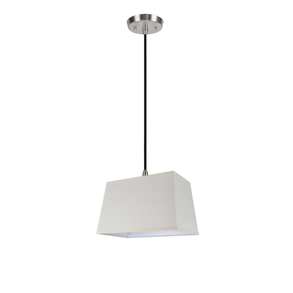 # 76021 One-Light Hanging Pendant Light with Transitional Rectangular Hardback Fabric Lamp Shade, Off White Cotton, 16