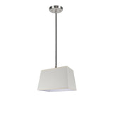 # 76021 One-Light Hanging Pendant Light with Transitional Rectangular Hardback Fabric Lamp Shade, Off White Cotton, 16" W