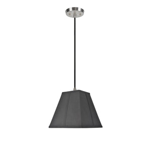 # 76500  One-Light Hanging Pendant Ceiling Light with Transitional Square Hardback Fabric Lamp Shade, Black Cotton, 10" W