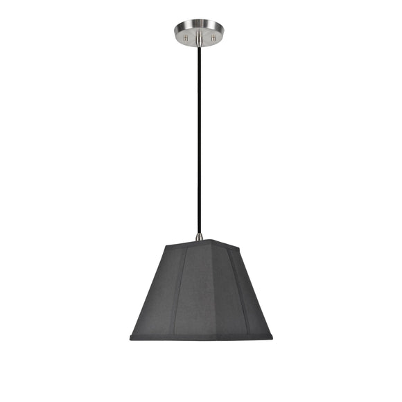 # 76500  One-Light Hanging Pendant Ceiling Light with Transitional Square Hardback Fabric Lamp Shade, Black Cotton, 10