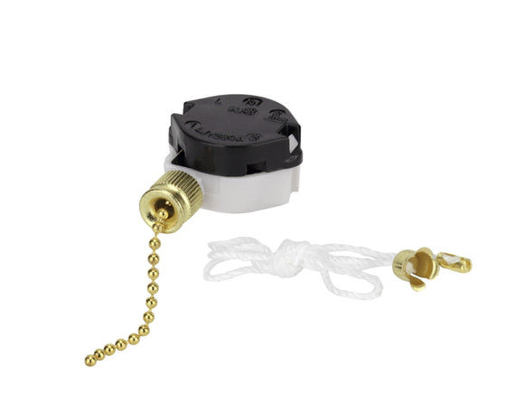 # 21306 3 Speed Ceiling Fan Motor Switch with Pull Chain, Polished Brass