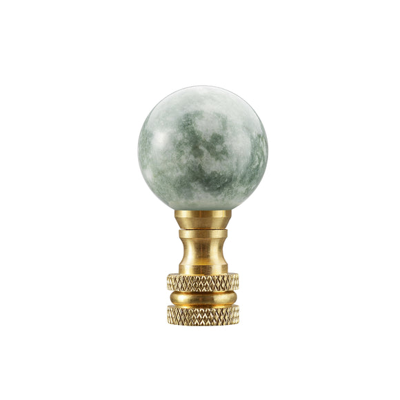 # 24023, 1 Pack, Green Faux Marble Ball Finial with Brass Plated Finish, 2