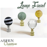 # 24023, 1 Pack, Green Faux Marble Ball Finial with Brass Plated Finish, 2" Tall