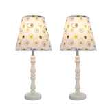 # 40136-02, Two Pack Set, 22" High Transitional Cream White Wood Table Lamp with Off-White Metal Base and Hardback Empire Shaped Lamp Shade in White, 10" Wide