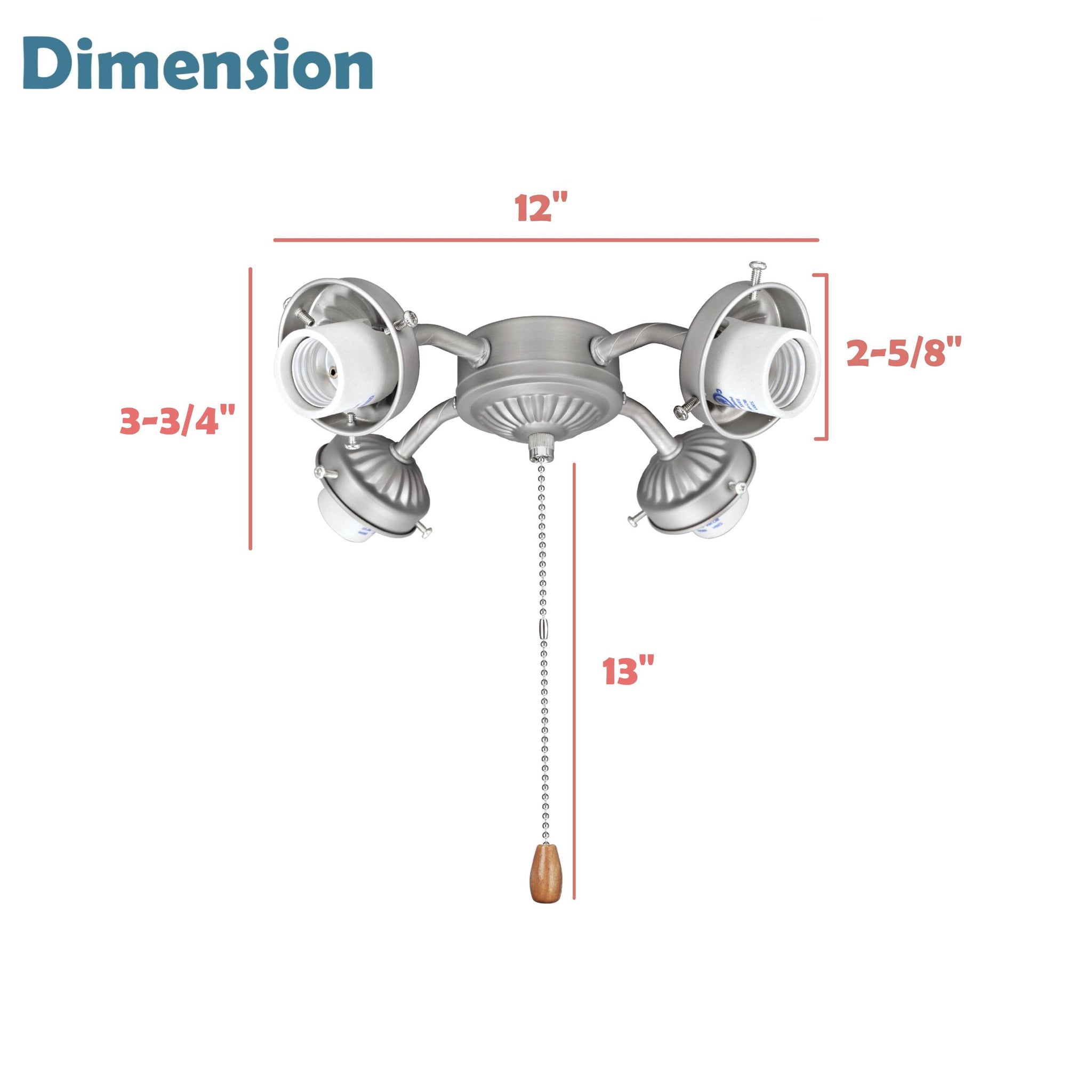 22003-11, Four-Light Ceiling Fan Fitter Light Kit with Pull Chain