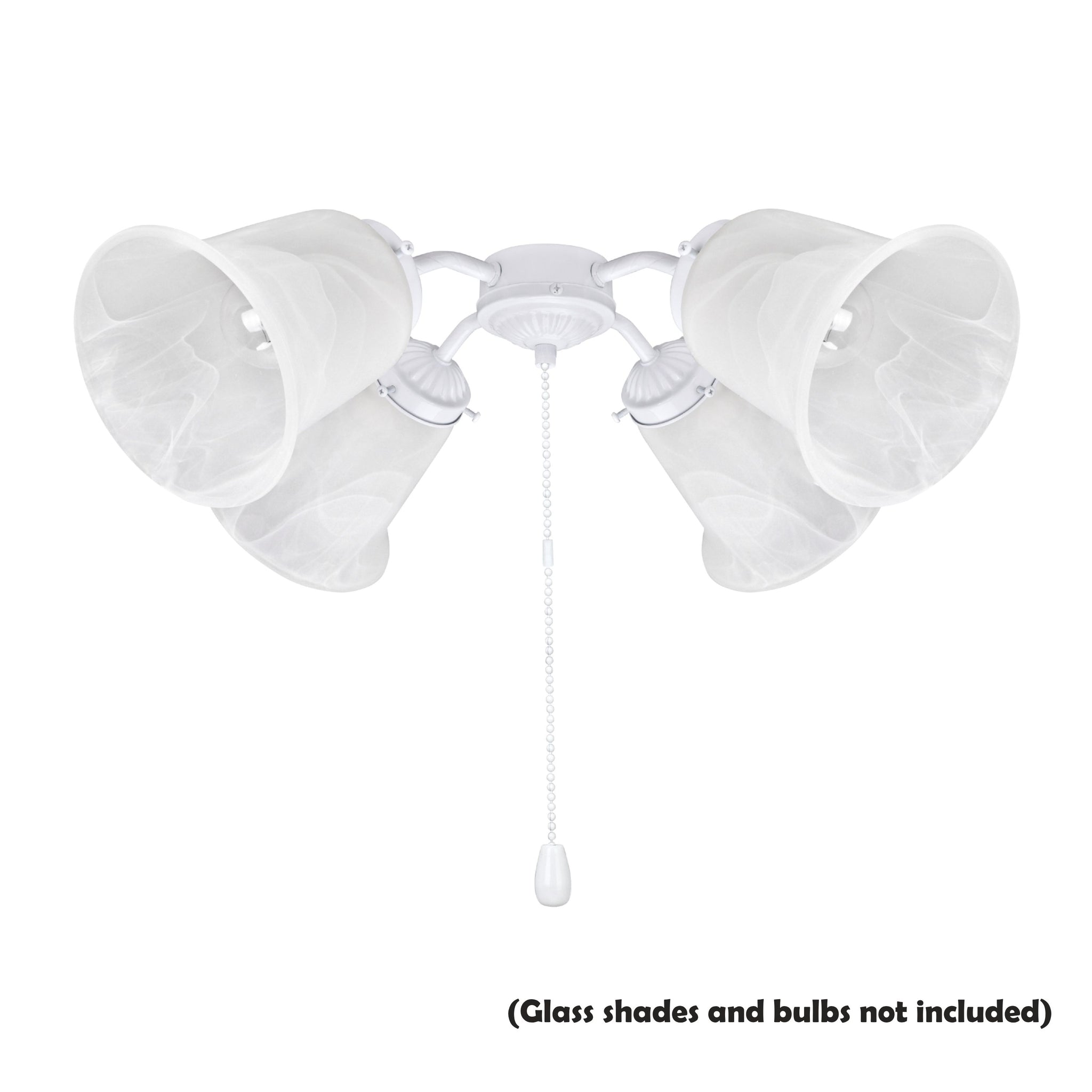 Aspen Creative 4-Light Ceiling Fan Kit - Matte White With Clear Glass Shades