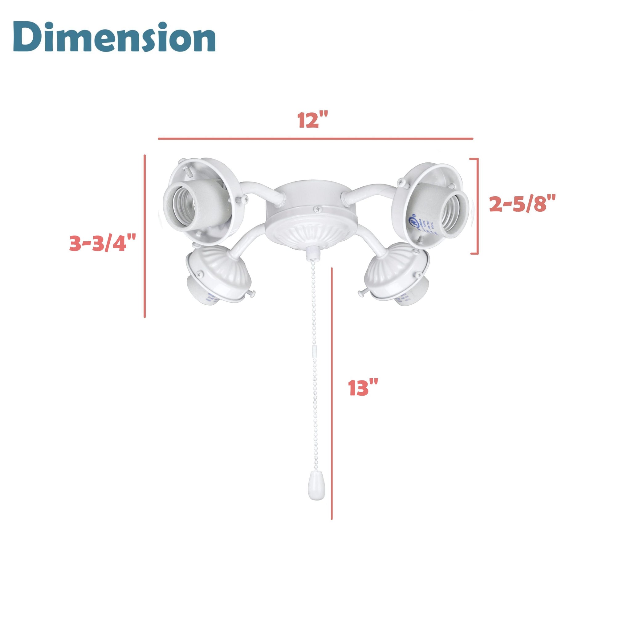 22003-21, Four-Light Ceiling Fan Fitter Light Kit with Pull Chain