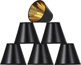 # 32210-X Small Hardback Empire Shape Mini Chandelier Clip-On Lamp Shade, Black w/Gold inside, Washi Paper, 6" bottom width (3" x 6" x 5") - Sold in 2, 5, 6 & 9 Packs