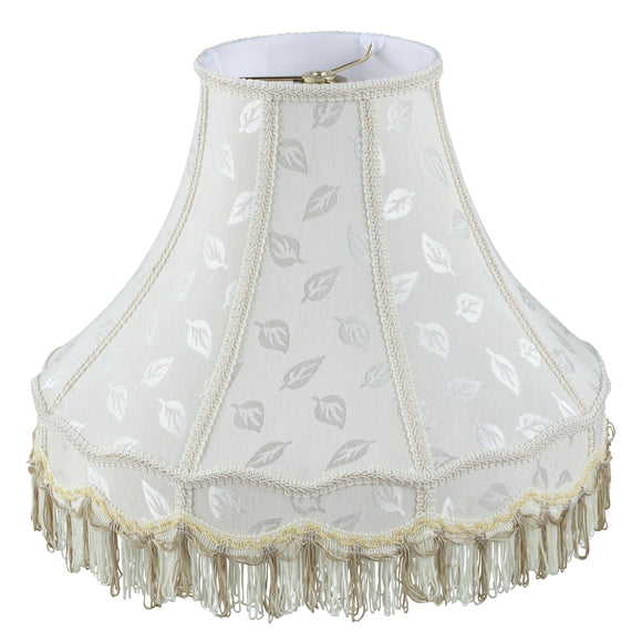 # 30627,Handsewn Scallop Dome Spider Fringe Lamp Shade/Off-White Jacquard Fabric.7