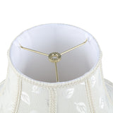 # 30627,Handsewn Scallop Dome Spider Fringe Lamp Shade/Off-White Jacquard Fabric.7"Top x 17"Bottom x 13"Slant.