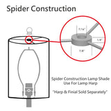 # 30627,Handsewn Scallop Dome Spider Fringe Lamp Shade/Off-White Jacquard Fabric.7"Top x 17"Bottom x 13"Slant.