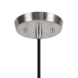 # 71015 One-Light Hanging Pendant Ceiling Light with Transitional Hardback Drum Fabric Lamp Shade, Grey & Black, 12" W