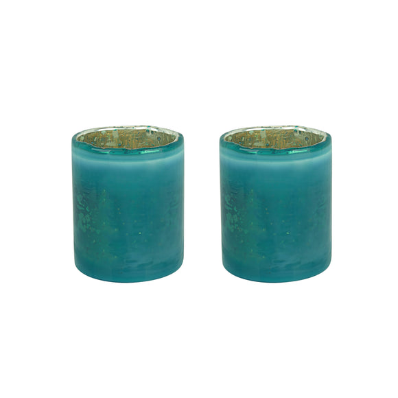 # 16003-2 Teal Glass Votive Candle Holder 2-3/4