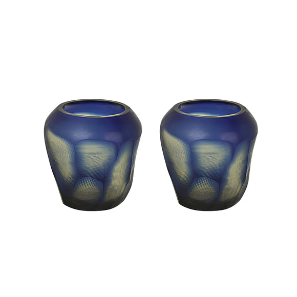 # 16005-2 Blue Glass Votive Candle Holder 3-1/2