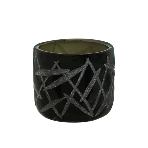 # 16006-1 Black Glass Votive Candle Holder 3-1/2
