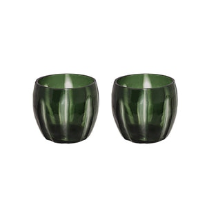 # 16009-2 Green Glass Votive Candle Holder 4-1/4" Diameter x 4" Height, 2 Pack