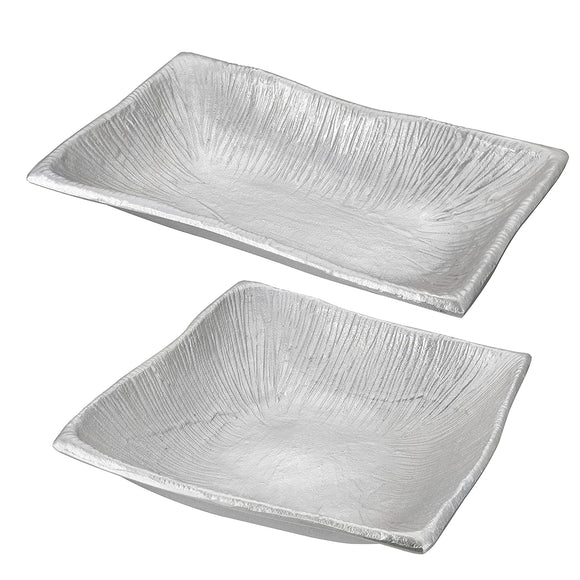 # 80006, Nickel Rectangle Tray, Cast Aluminum Serving Platter For Home Decor, Party, Food, Candy, Fruit, Large: 11-3/4